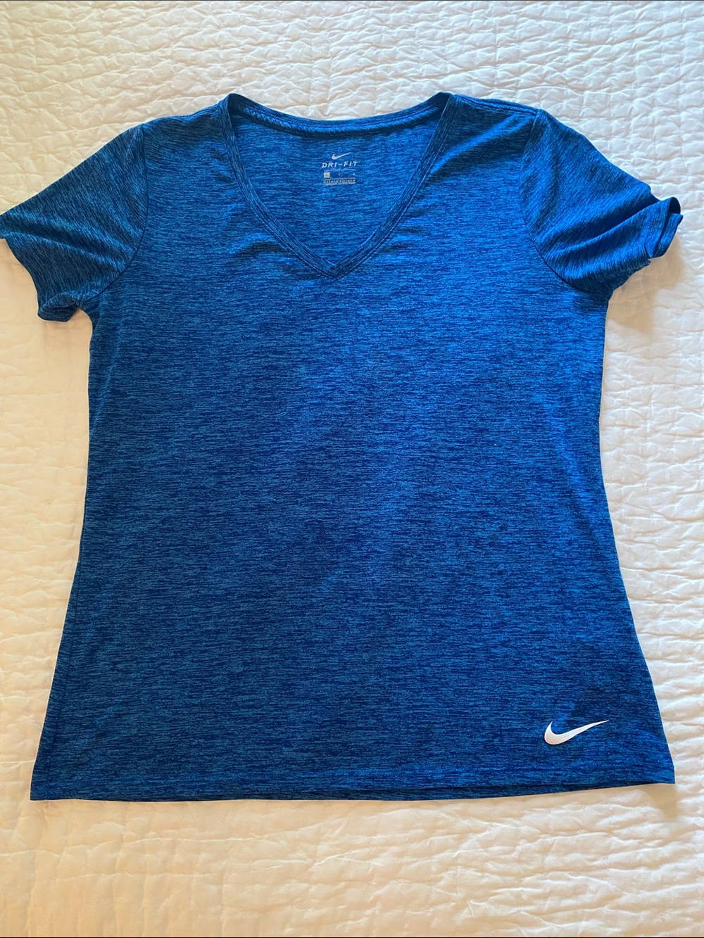 Nike Women's Heathered Royal Blue V-Neck Dri-Fit Tee